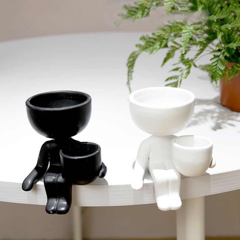 Indoor Herb Garden Kit - Maceta de cerámica humanoide para decoración