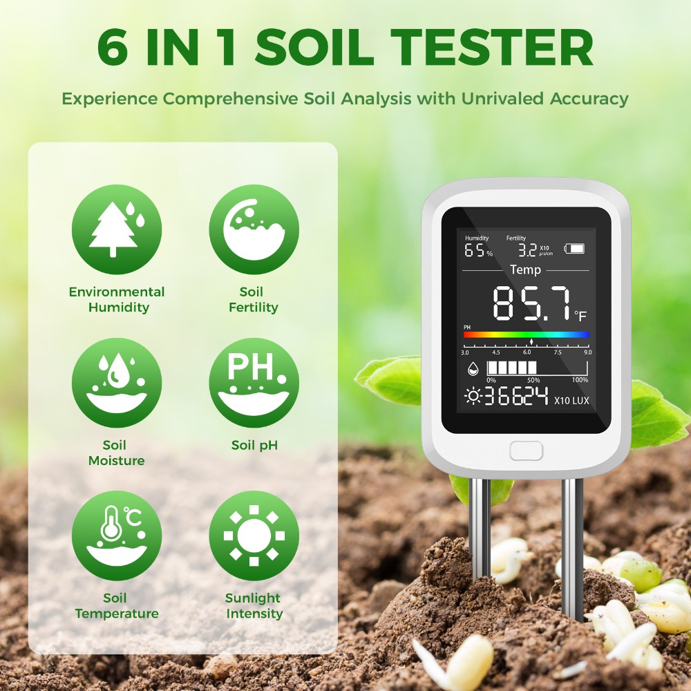Kit de prueba de suelo 6 en 1, - Soil Test Digital reseña y precio